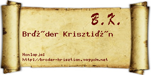 Bröder Krisztián névjegykártya